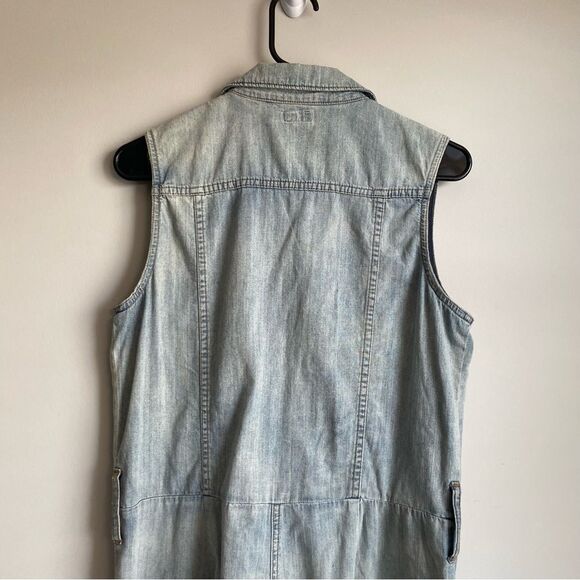 Faherty Utility Denim Chambray Button Up Romper - Picture 7 of 13